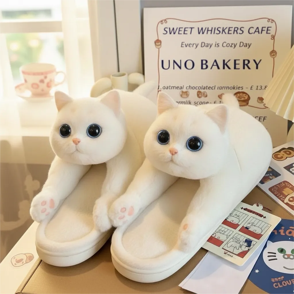 imgainting Mochi Kitty Slippers