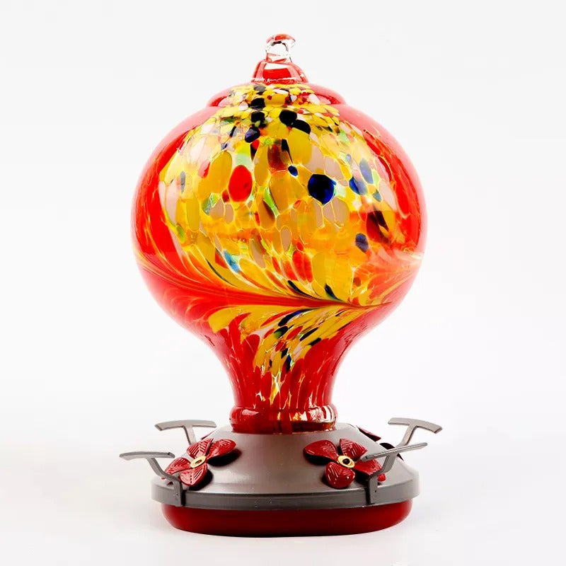 Sherum Hand Blown Glass Hummingbird Feeder - 32 Ounces