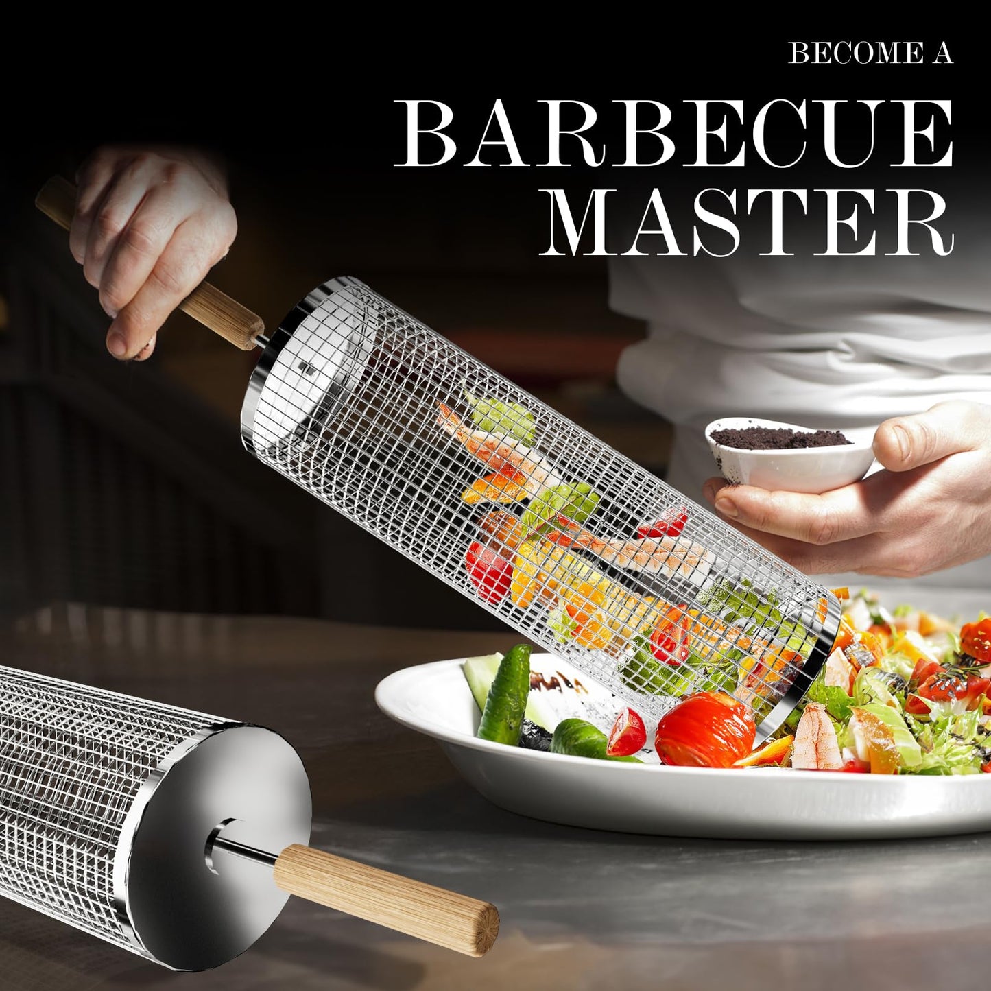 Sherum Rolling Grilling Basket with Handle