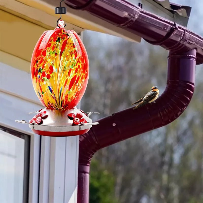 Sherum Hummingbird Feeder Hand Blown Glass - 25 Ounces