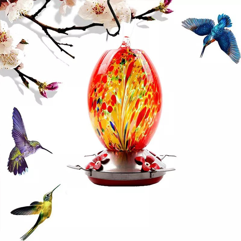 Sherum Hummingbird Feeder Hand Blown Glass - 25 Ounces
