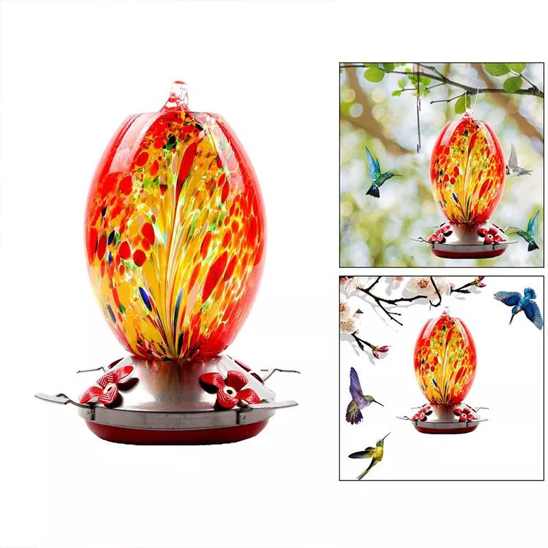 Sherum Hummingbird Feeder Hand Blown Glass - 25 Ounces